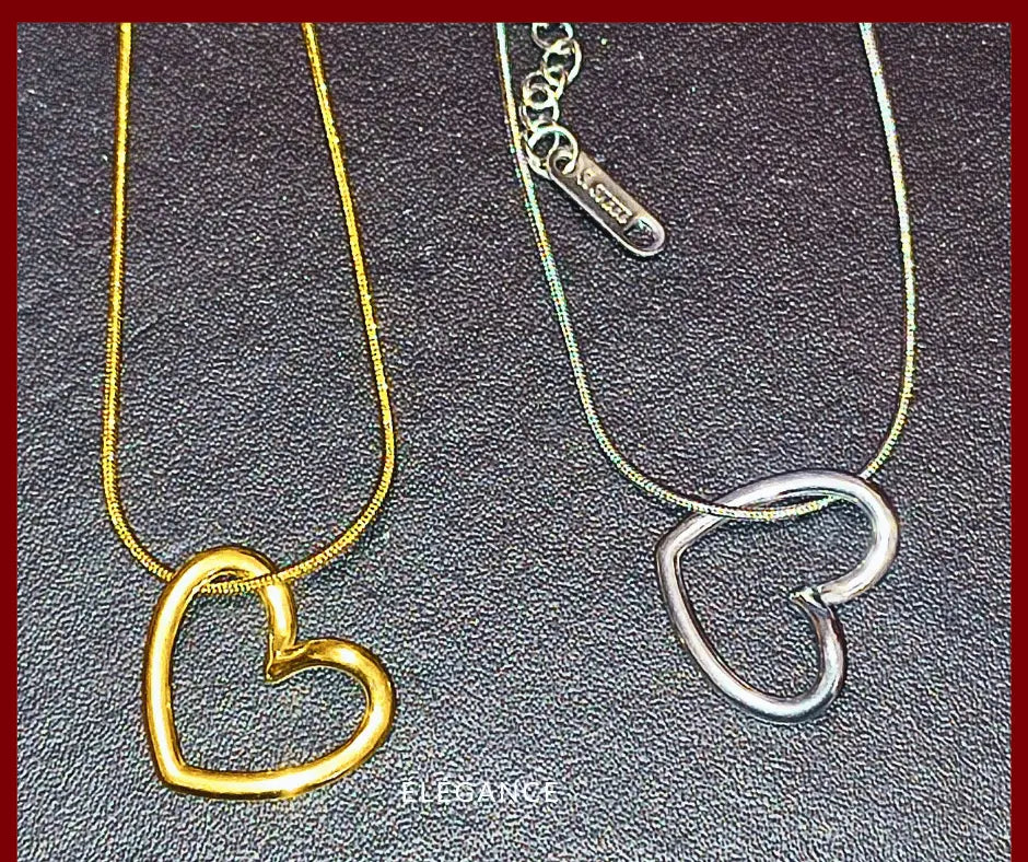 Collier breloque en cœur creux en acier elegance bijoux – Élégance Simplement, un bijou idéal pour la Saint-Valentin, alliant élégance et raffinement.