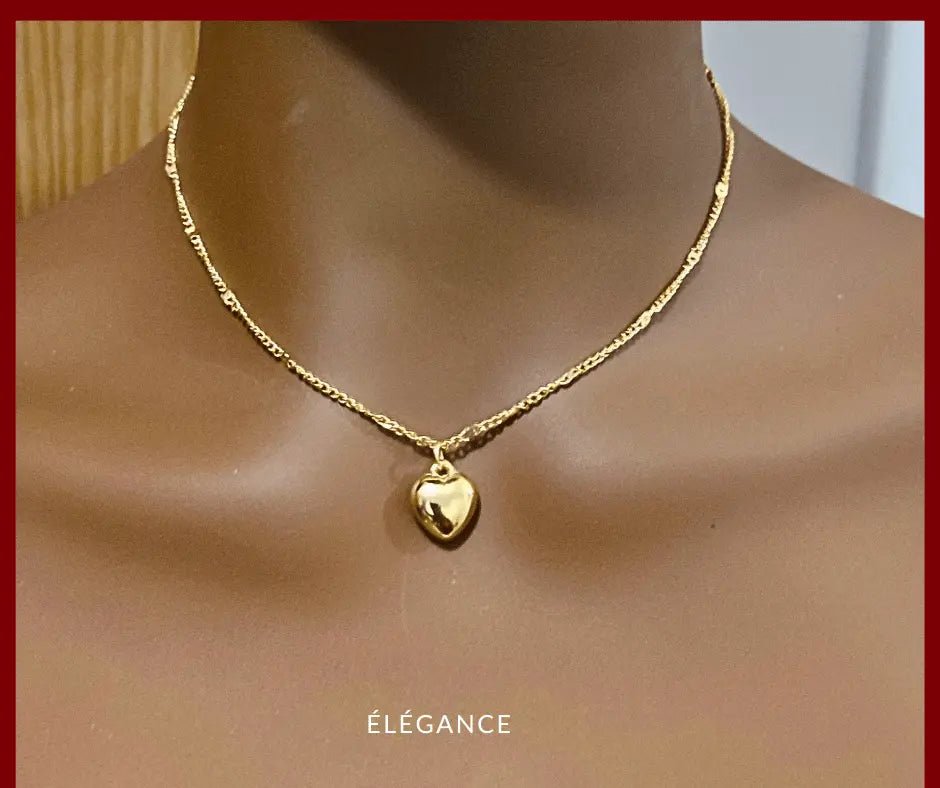 Collier en acier inoxydable argenté avec pendentif cœur, cadeau parfait pour la Saint-Valentin.
