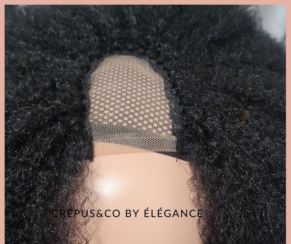 Perruque afro U-Part ouverte cheveux crépus réalistes, pose rapide sans colle, style élégant et effet et volume naturel.