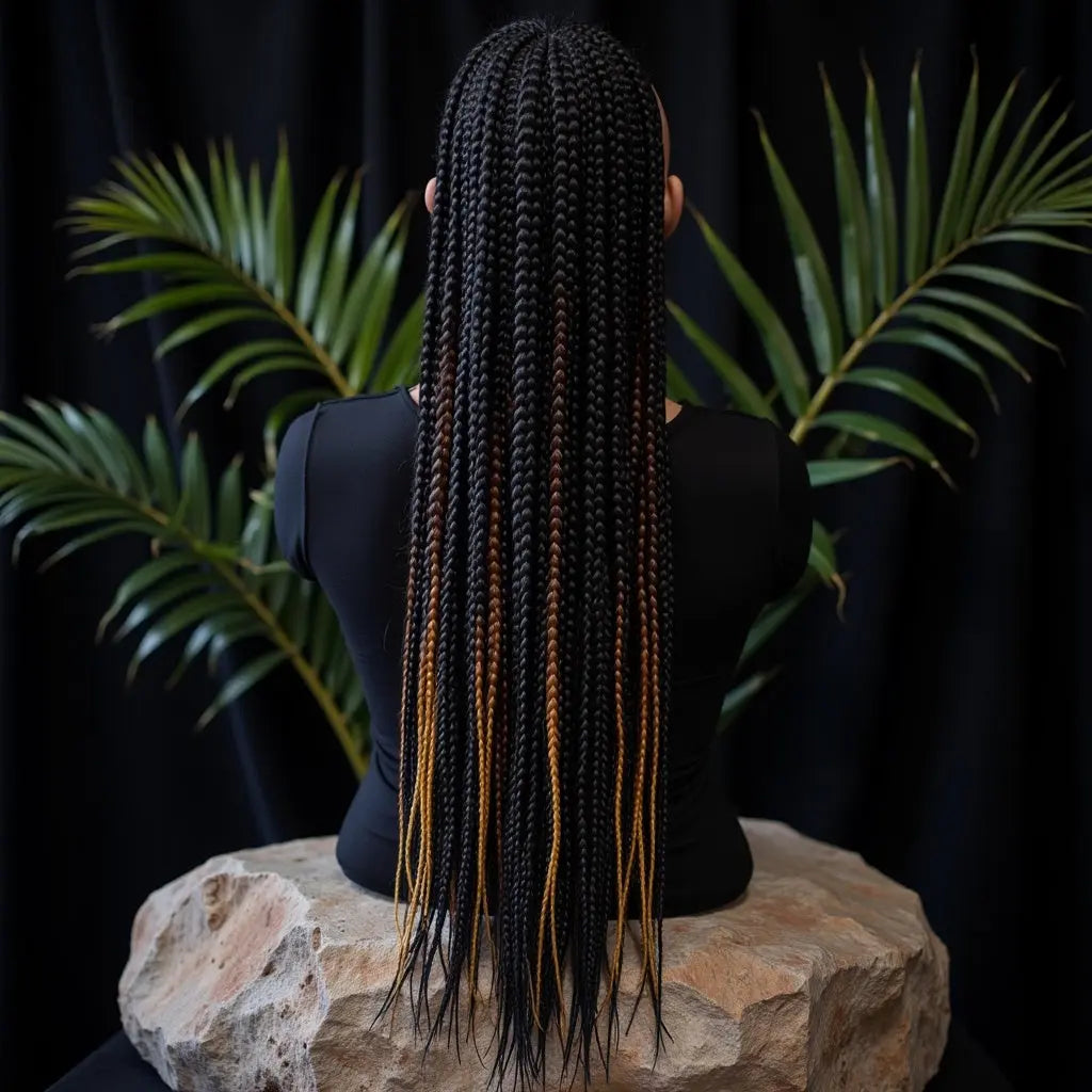 Postiche queue de cheval avec élastique, tresse meche africaine queue de cheval tressée – Élégance Simplement, pour une coiffure rapide et élégante. Disponible sur www.elegancesimplement.com.