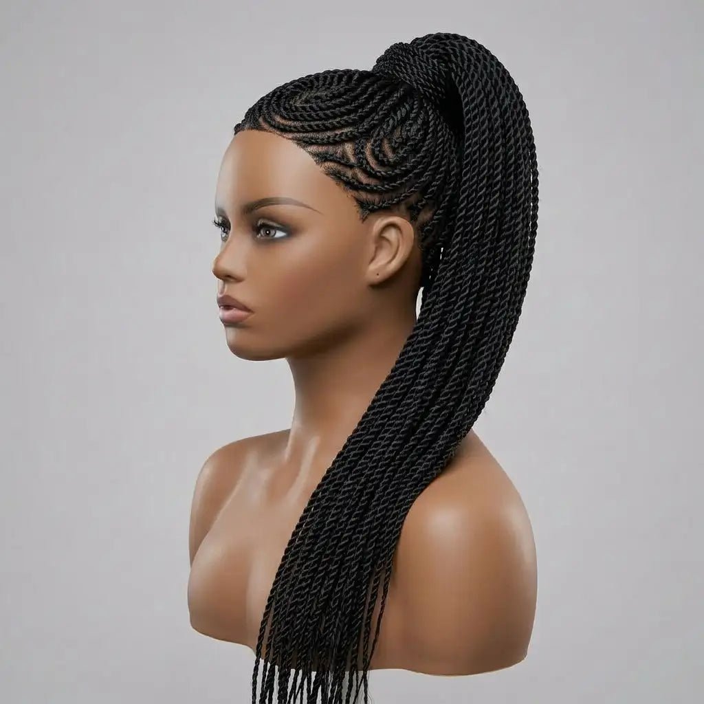 Postiche queue de cheval avec élastique pour femme noire – vanille twist chic et naturelle, pratique et facile à poser. Braided ponytail
