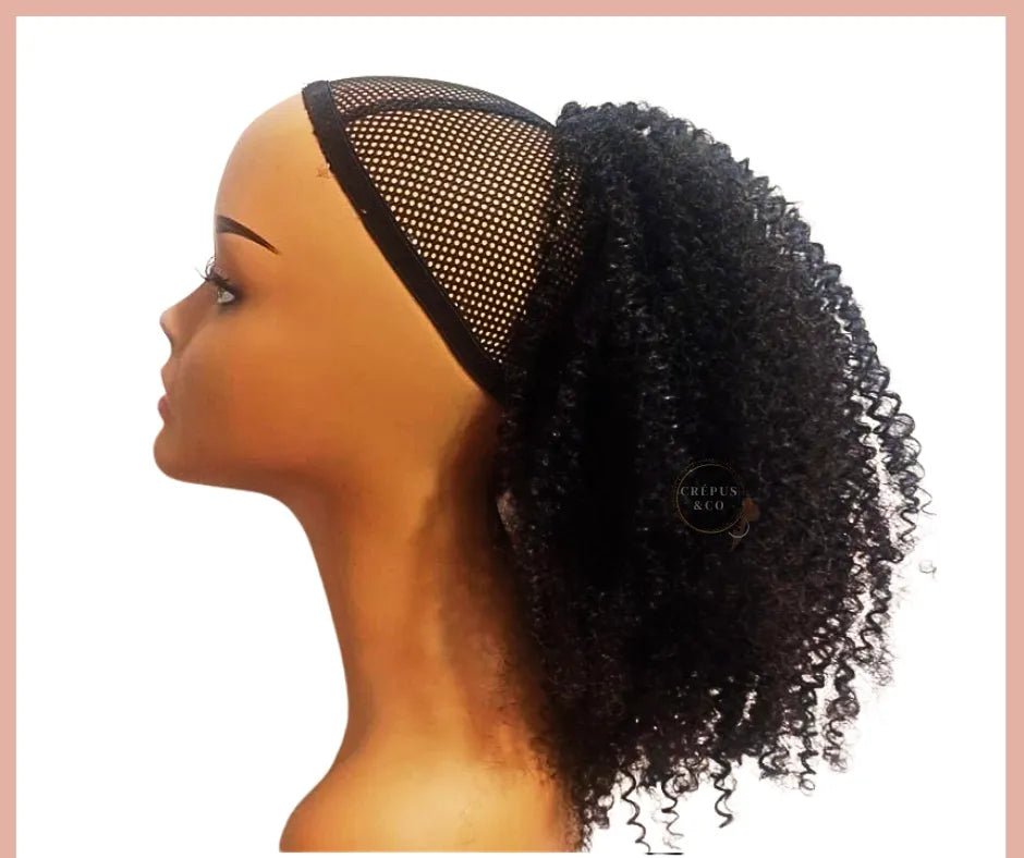 Ponytail cheveux frisés queue de cheval bouclée Crépus&Co, extension postiche afro chic avec élastique volume naturel garanti
