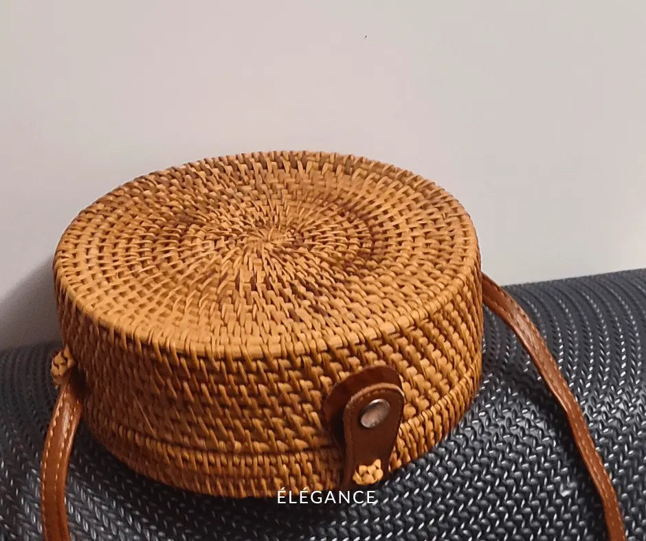 Sac à Main Rond en Osier Beige | Neuf sans étiquette Elégance Simplement