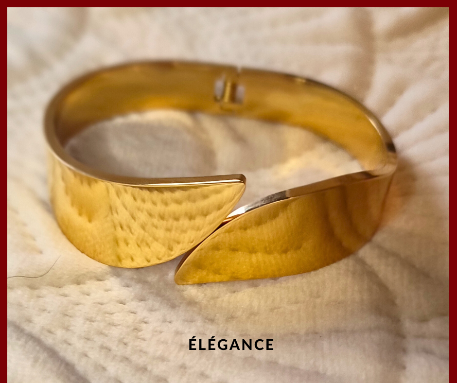 Bracelet en acier inoxydable, design moderne et tendance pour femme.