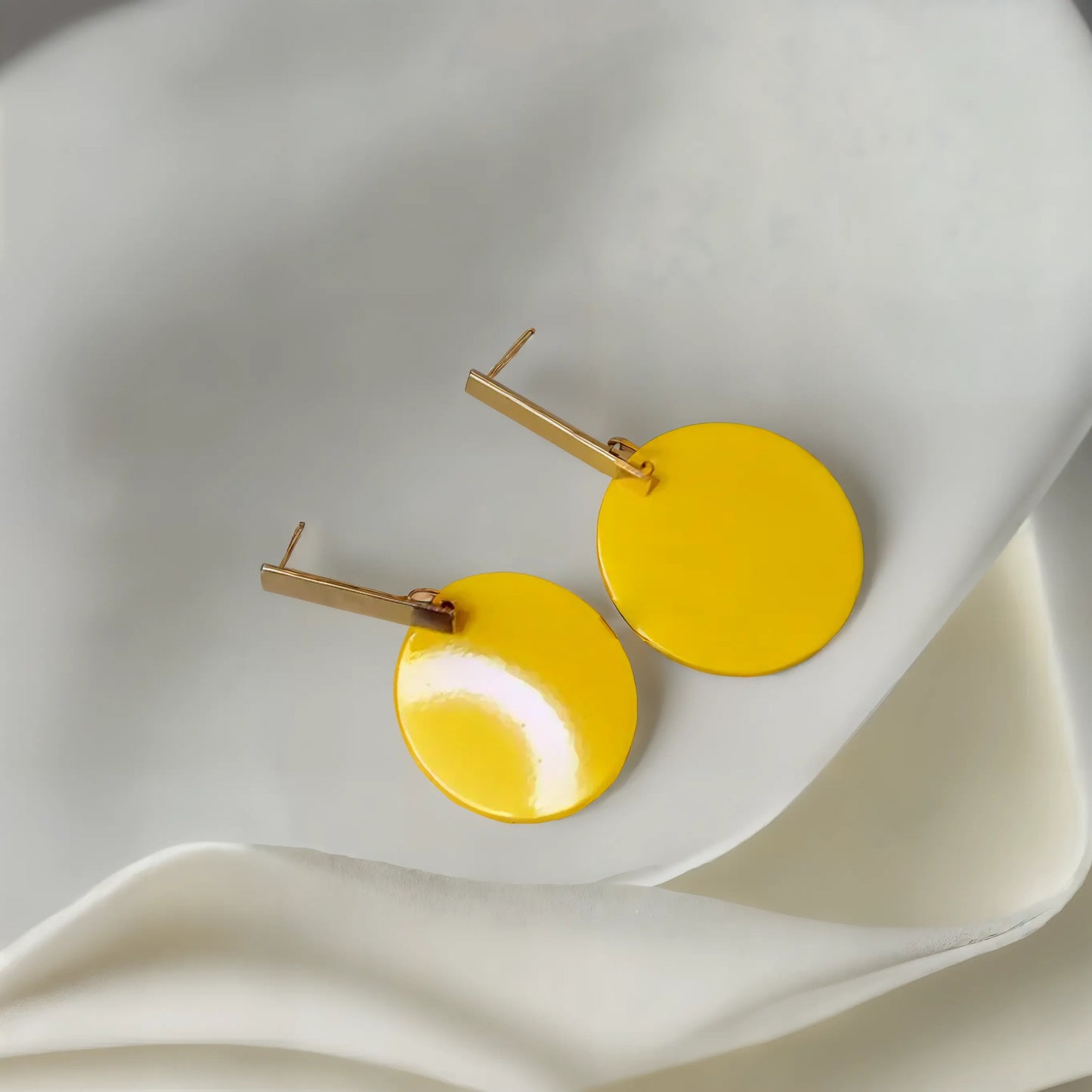 Boucles d'Oreilles Pendantes Rondes jaune vibrantes Elégance bijoux