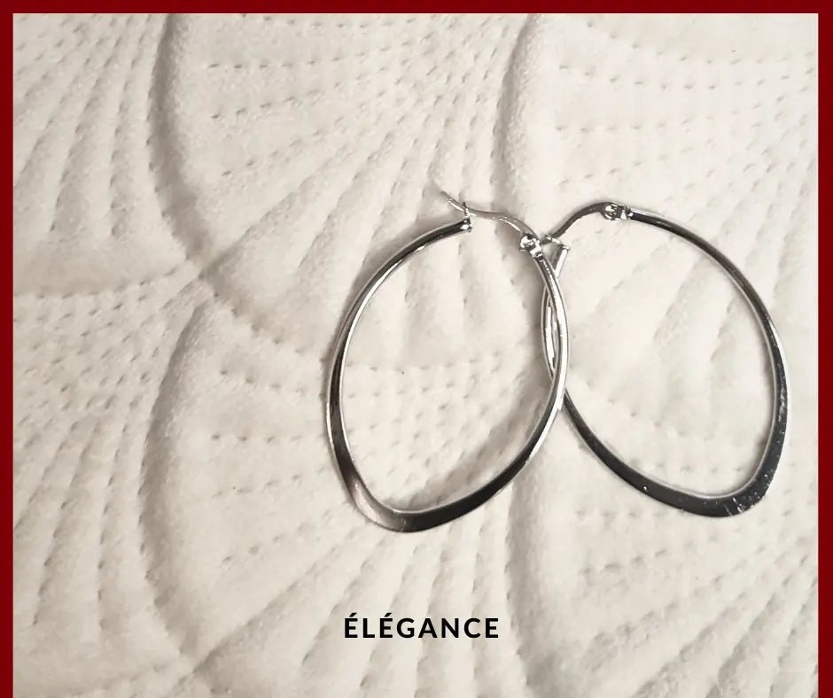 Boucles d’oreilles argent femme – créoles ovales modernes et durables. Elégance bijoux