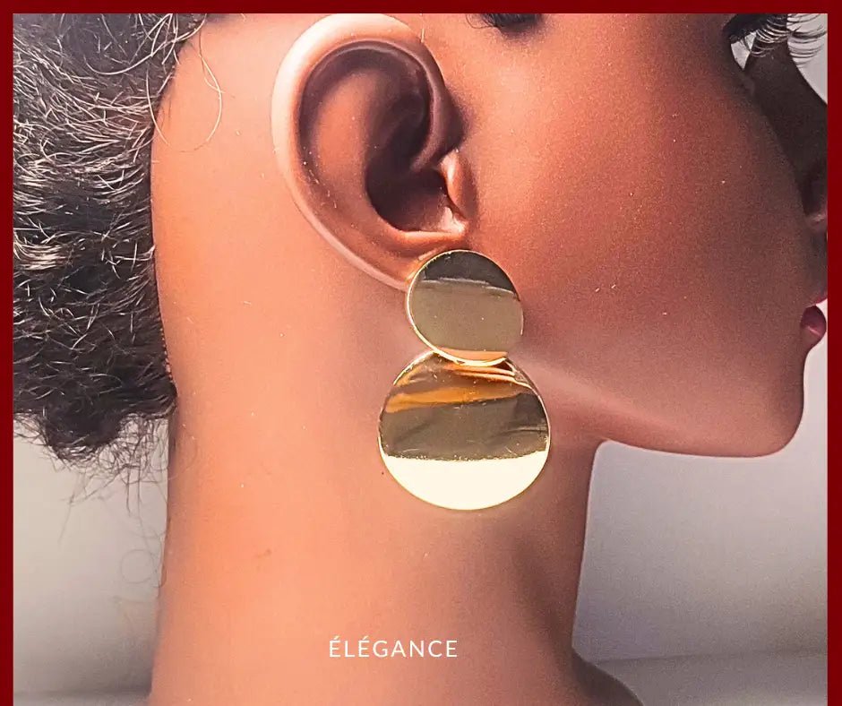 Bijoux femme acier inoxydable doré – boucles rondes pendantes, élégantes et hypoallergéniques.