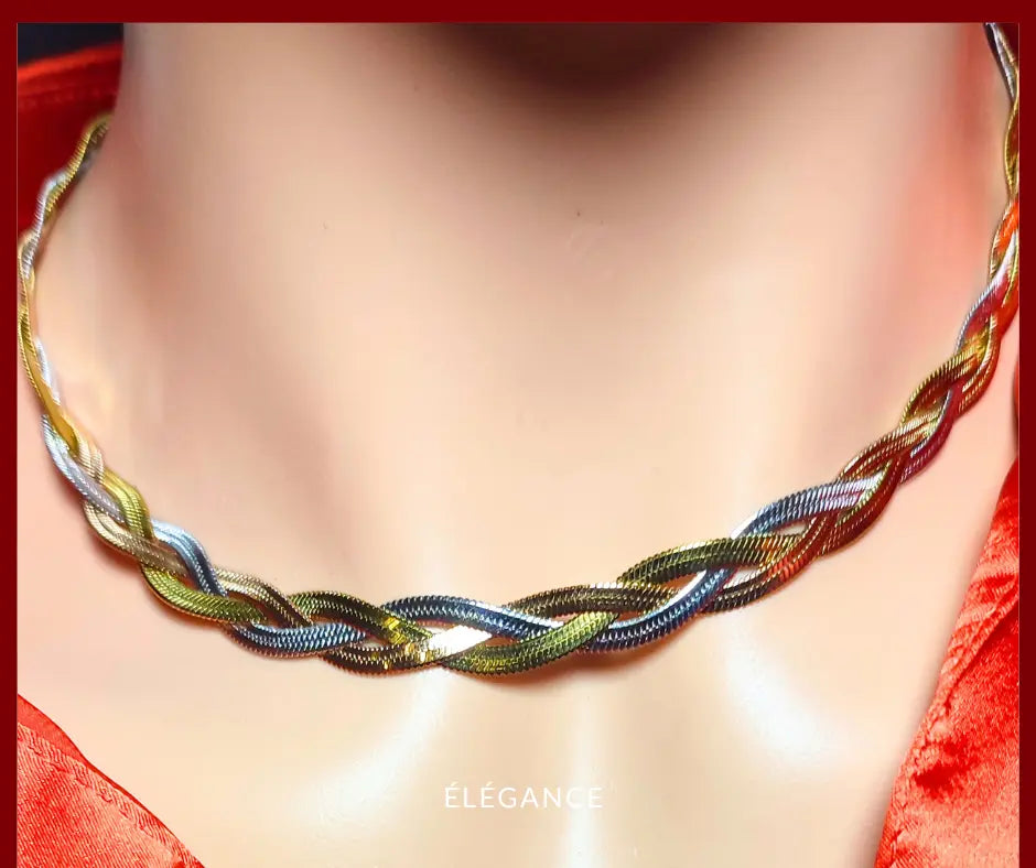 Bijou tendance : collier 3 brins tressés en acier inoxydable, pour un style chic