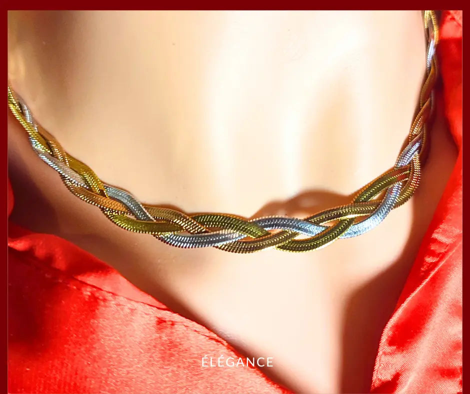 Collier 3 brins tressés en acier inoxydable, un bijou moderne pour femmes