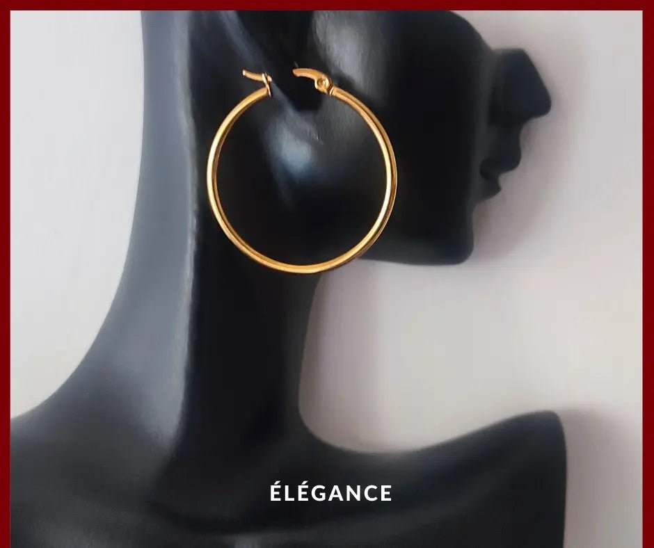 Boucles d’oreilles créoles acier inoxydable doré pour femme, design classique et raffiné, bijou durable et hypoallergénique