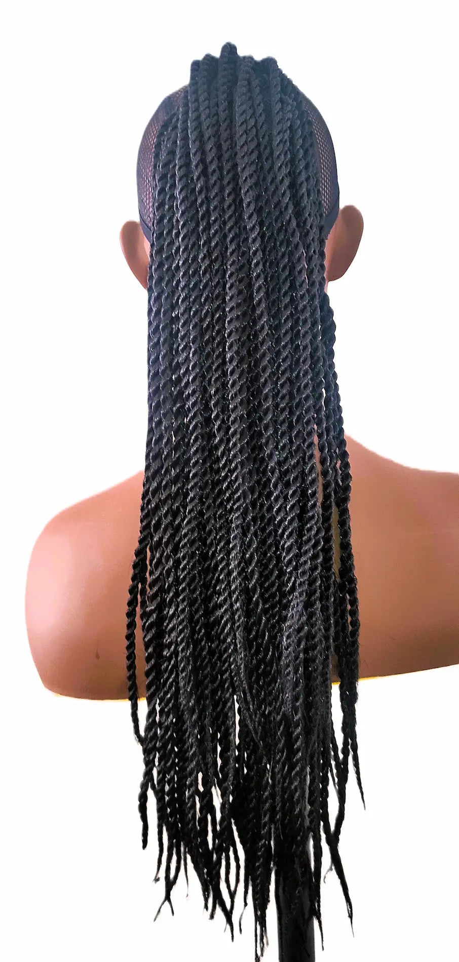Queue de cheval tressée noire avec élastique postiche afro chic Rhinatie, pratique et légère pour un style naturel Crépus&Co