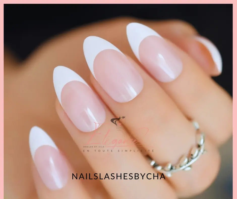 Faux ongle à pression press on nails french ovale french amande faux ongles réutilisables Elégance
