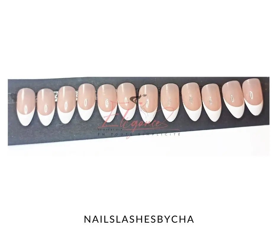 Faux ongle à pression press on nails french ovale | Faux ongle réutilisable | french amande Elégance