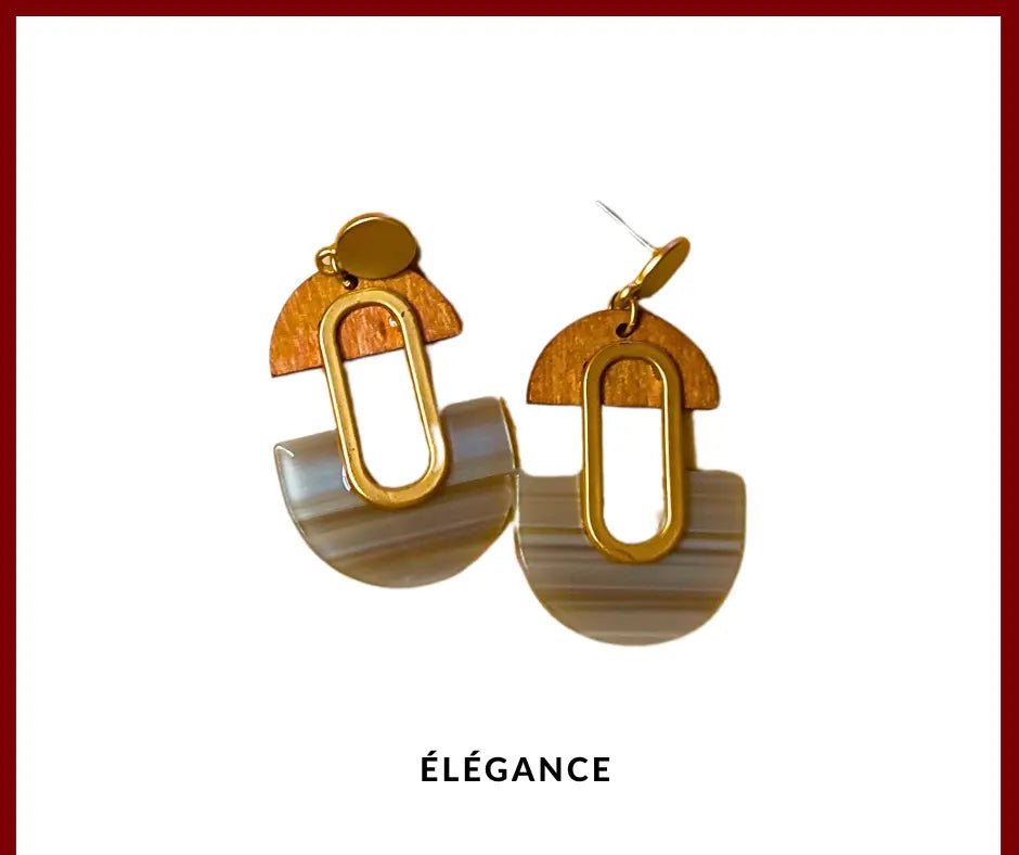 Boucles d'Oreilles Pendantes en Bois et Résine Elégance Simplement_elegance bijoux_élégance bijoux_elegance simplement