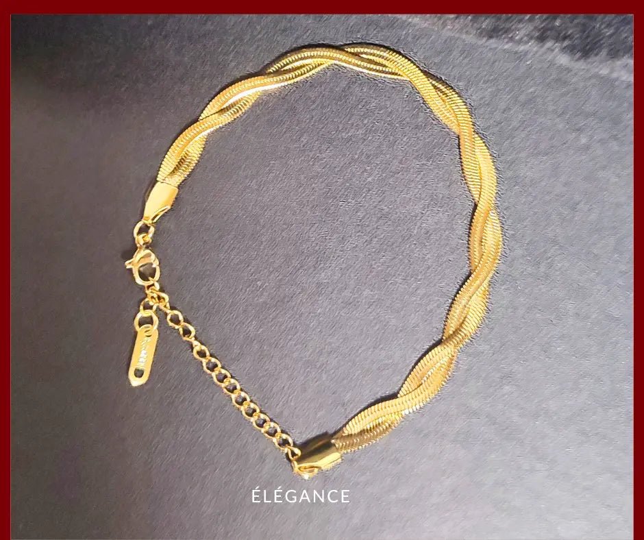 Bracelet chaîne serpent doré en acier inoxydable , bijou chic et durable pour femme.
