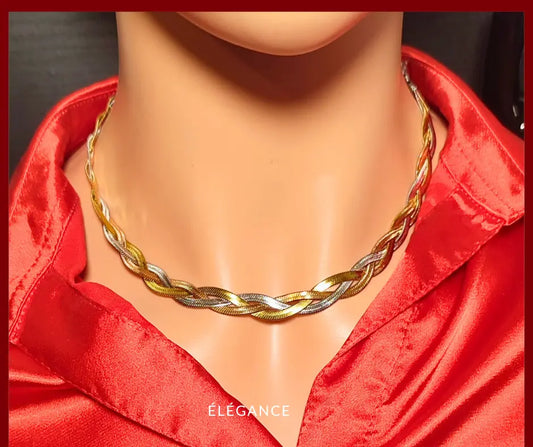 Collier 3 Brins Tressés Acier Inoxydable Elégance Simplement