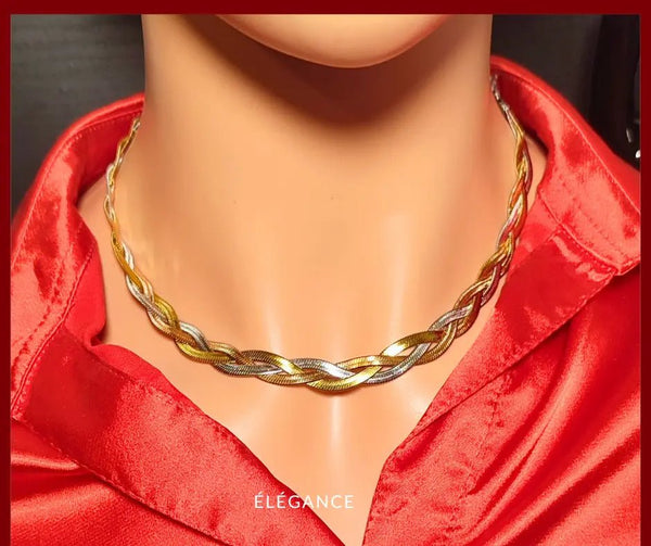 Collier 3 Brins Tressés Acier Inoxydable Elégance Simplement