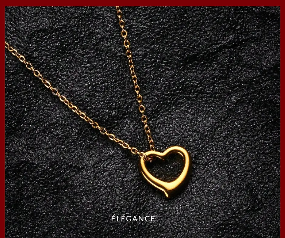 collier acier inoxydable doré bijoux femme acier doré bracelet acier inoxydable collier cœur acier doré collier acier argenté collier minimaliste Saint-Valentin bijoux acier inoxydable collier breloque cœur rond idée cadeau Saint-Valentin femme collier chic et romantique elegance bijoux 