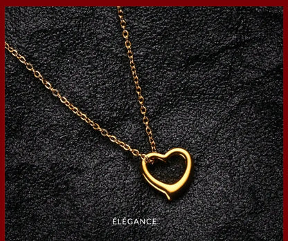 collier acier inoxydable doré bijoux femme acier doré bracelet acier inoxydable collier cœur acier doré collier acier argenté collier minimaliste Saint-Valentin bijoux acier inoxydable collier breloque cœur rond idée cadeau Saint-Valentin femme collier chic et romantique elegance bijoux 
