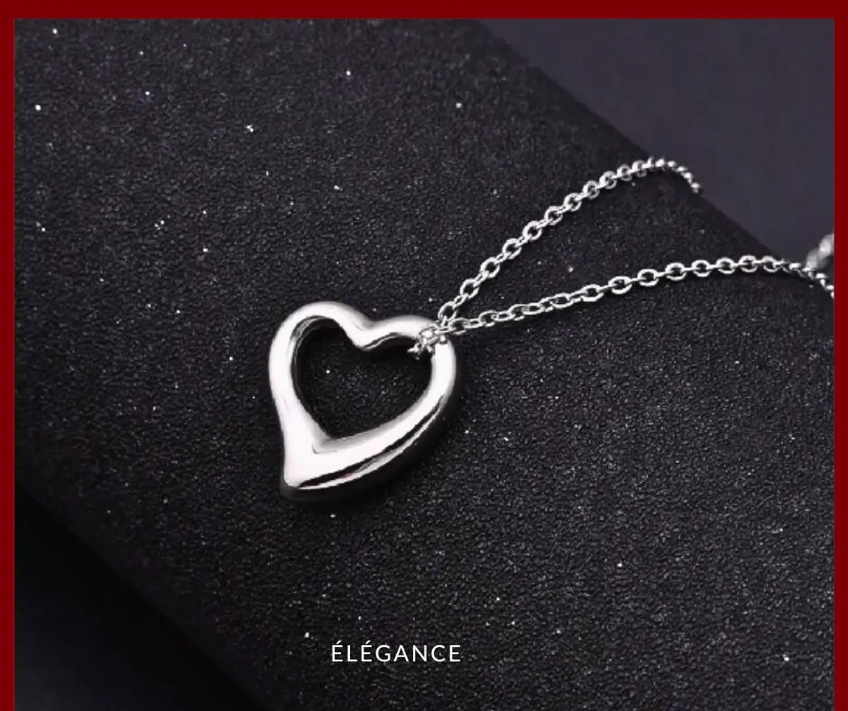 Collier Breloque Cœur Rond Acier Elégance Simplement