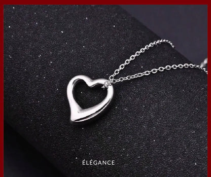 Collier Breloque Cœur Rond Acier Elégance Simplement
