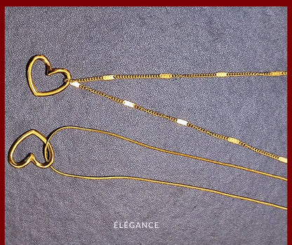 Collier breloque en cœur creux en acier inoxydable elegance bijoux– Élégance Simplement, un bijou raffiné et durable, parfait pour sublimer votre style.