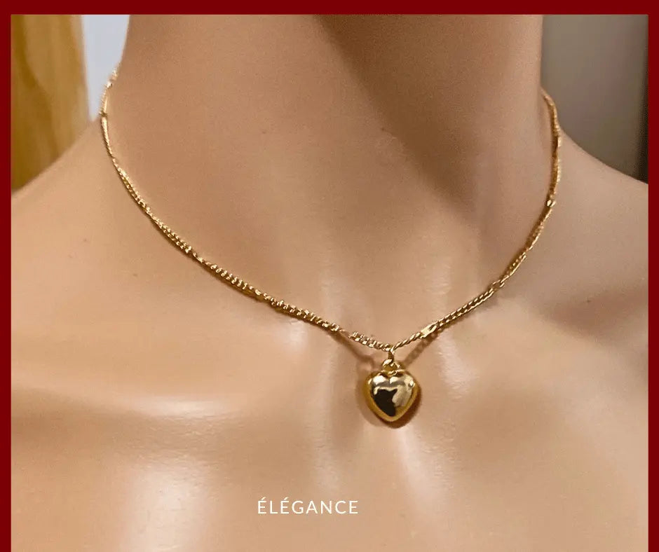 Collier Chaîne avec Pendentif Cœur Acier Elégance Simplement