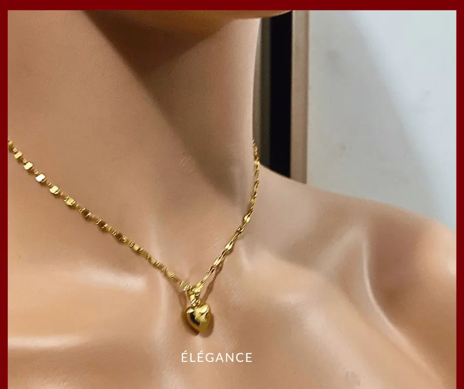 Collier Chaîne avec Pendentif Cœur Acier Elégance Simplement