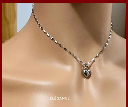 Collier Chaîne avec Pendentif Cœur Acier Elégance Simplement