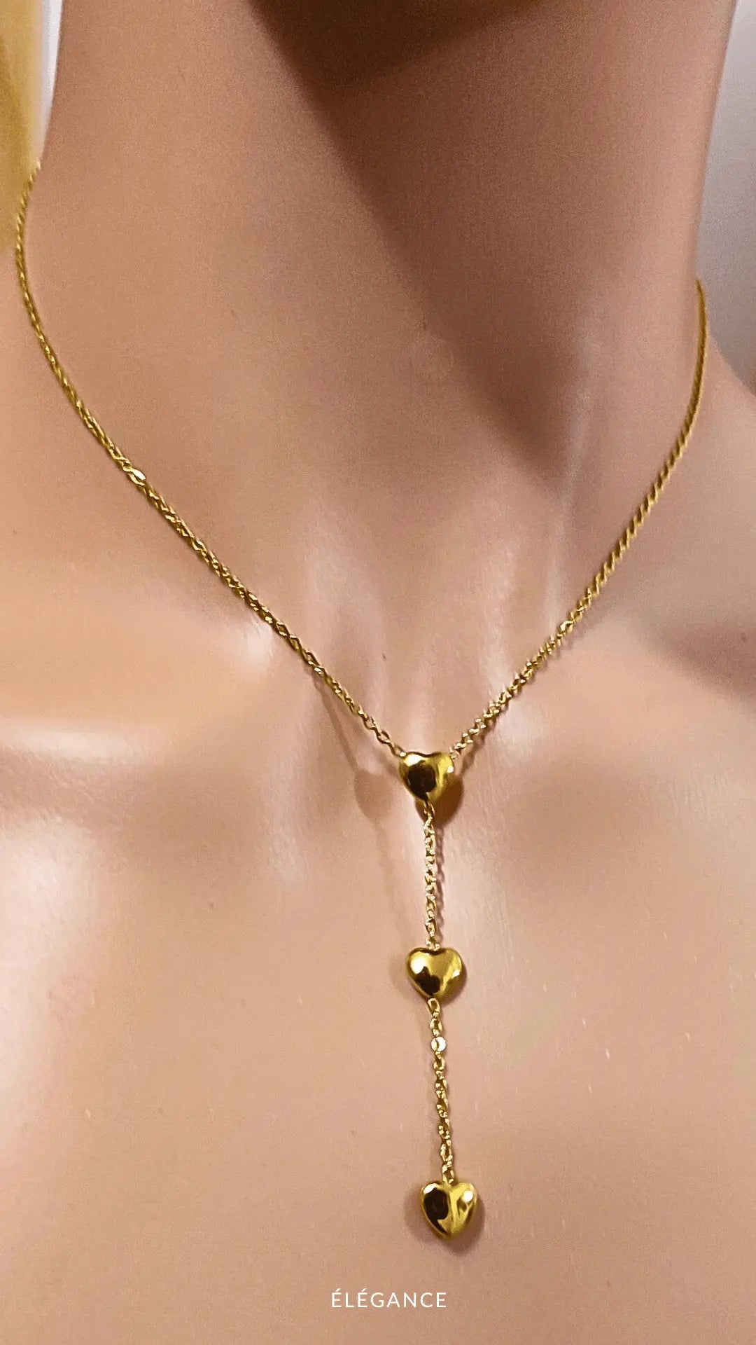Collier Long 3 Cœurs Acier inoxydable Elégance bijoux