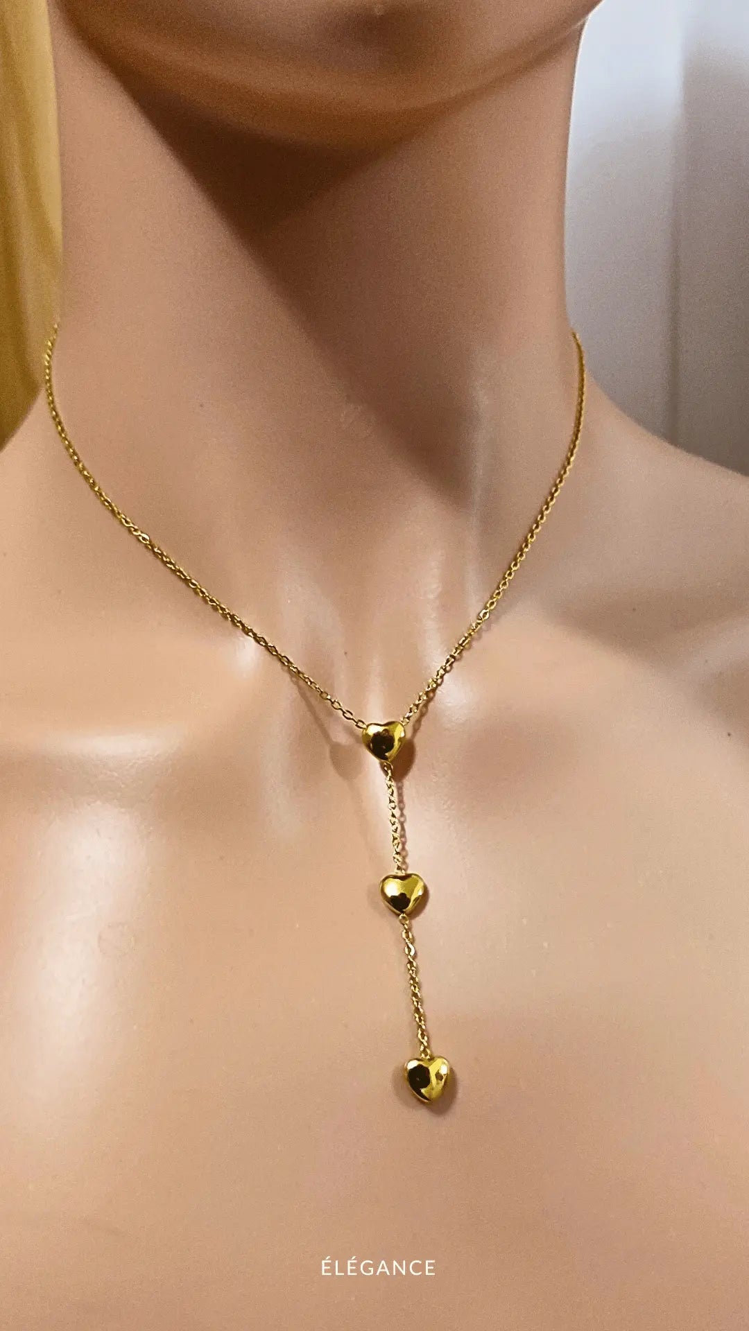Collier Long 3 Cœurs Acier inoxydable elegancebijoux