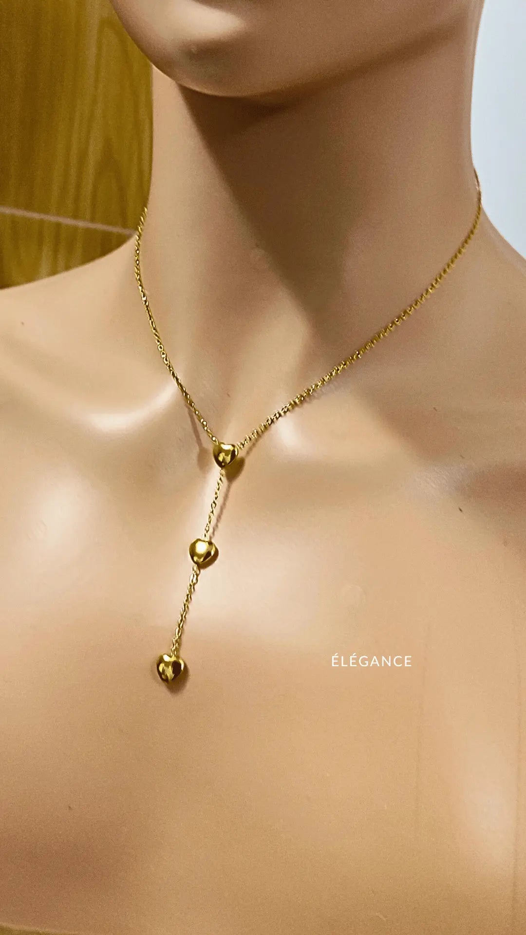 Collier Long 3 Cœurs Acier inoxydable Elégance Simplement