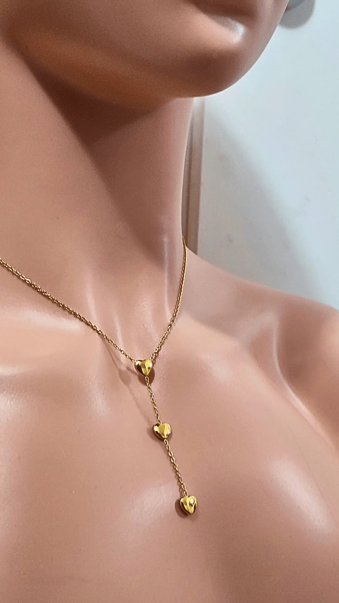 Collier Long 3 Cœurs Acier inoxydable Elégance Simplement