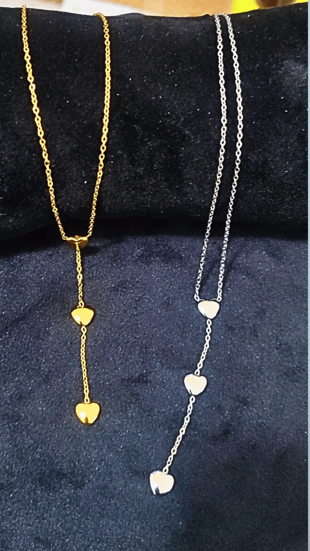 Collier Long 3 Cœurs Acier inoxydable Elégance Simplement