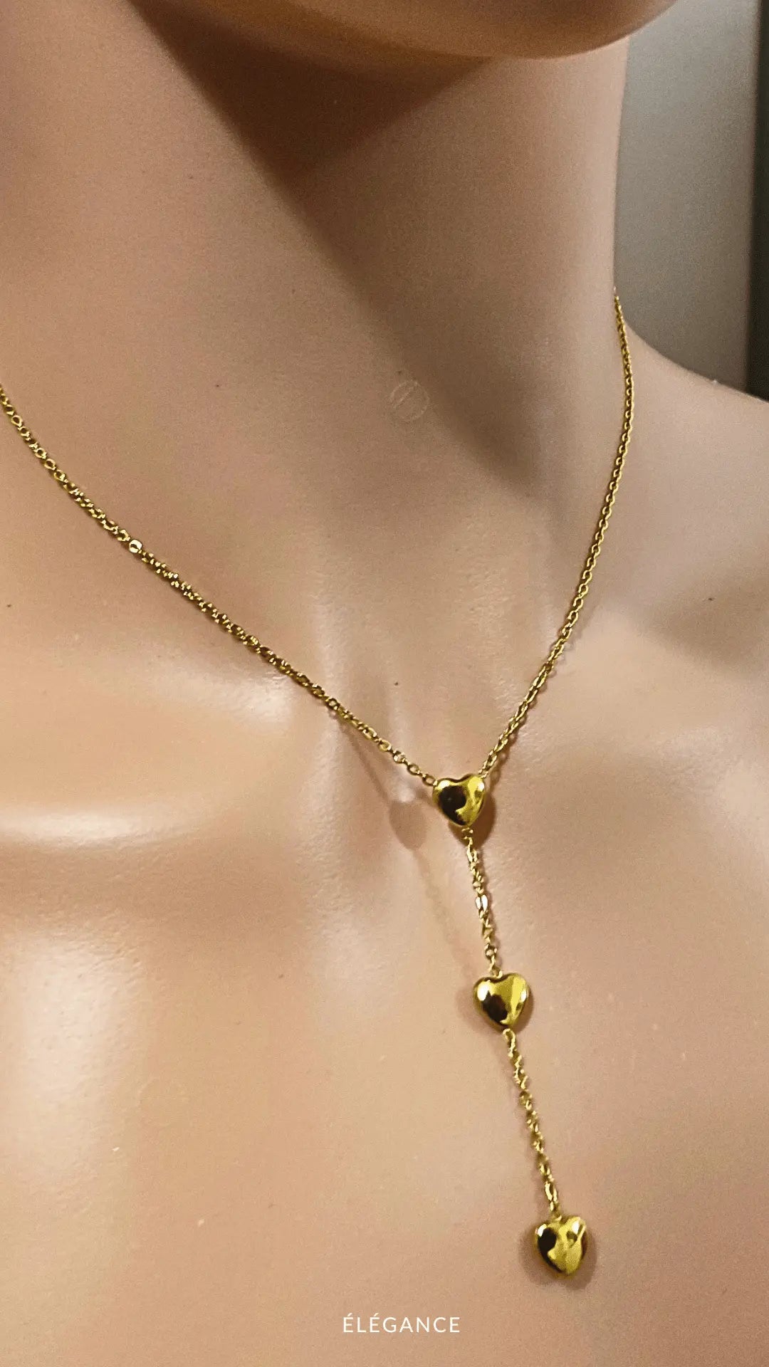 Collier Long 3 Cœurs Acier inoxydable cadeau-femme de chez Elégance Simplement site en ligne de bijoux et accessoires.