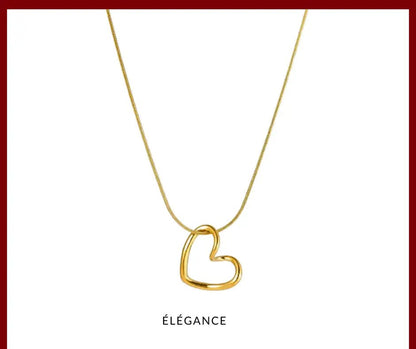 Collier breloque en cœur creux en acier elegance bijoux – cadeau de Saint-Valentin. www.elegancesimplement.com.