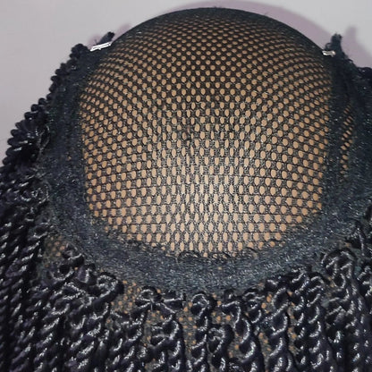 Demi-perruque ouverte "Rhinatie" avec tresses Senegalese twist, faite main crepus and co elegance simplment, perruque femme tresse africaine