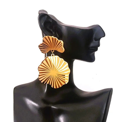 GINKA – Boucles d’Oreilles Pendantes Ginkgo Acier Elégance Simplement