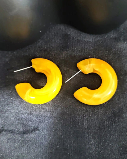  Boucles d'oreilles Nayomi en acrylique coloré jaune avec fermoirs inox