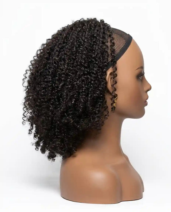 Queue de cheval afro avec élastique volume kinky coily pour coiffure avec postiche