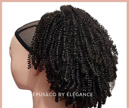 Postiche queue de cheval Inaya avec élastique, boucles 3C-4C réalistes, extension cheveux afro frisés. Crépus and Co