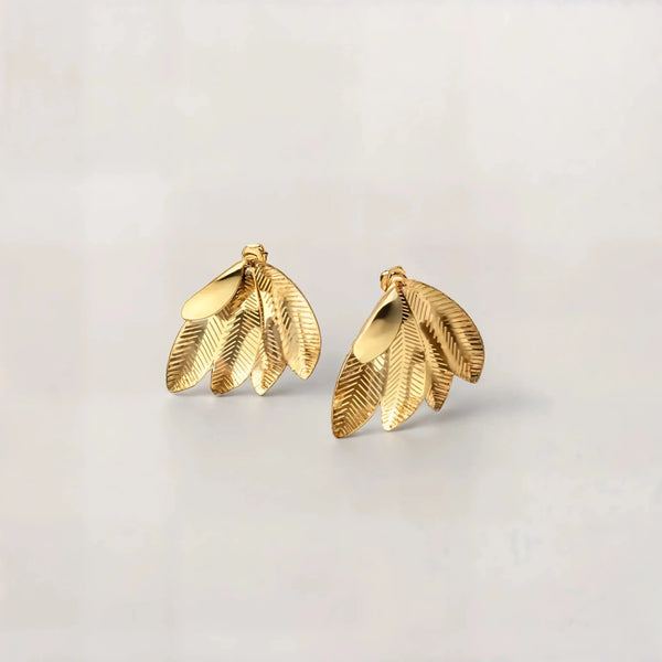  Bijoux dorés pour femme, boucles d’oreilles ailes, en acier inox, look raffiné.