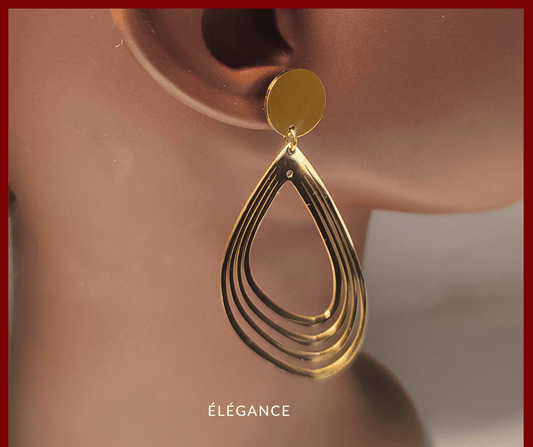 Bijoux femme : boucles d’oreilles en acier inoxydable doré à forme ovale, tendance et intemporelles.