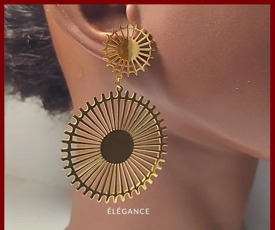 Boucles pendantes rondes plaquées or 18K – acier inoxydable hypoallergénique femme