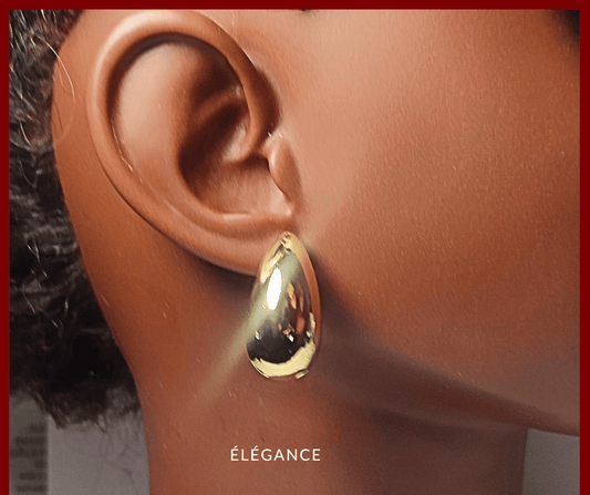 Boucles d’oreilles en forme de goutte, finition or jaune en acier inoxydable, parfaites pour un look chic.