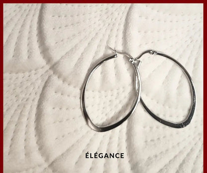 Boucles d’oreilles argent femme – créoles ovales modernes et durables. Elégance bijoux