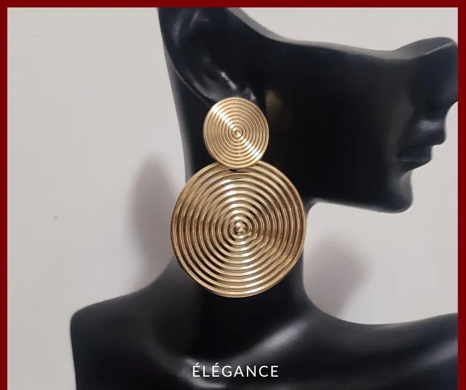 Boucles d'Oreilles Spirale Dorées Surdimensionnées Vintage Elégance Simplement
