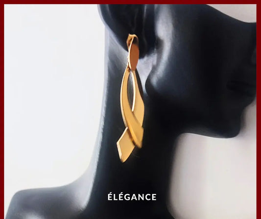 Boucles d'oreilles pendantes dorées en acier inoxydable – Bijoux élégants pour femme, accessoires mode minimalistes, élégance et style