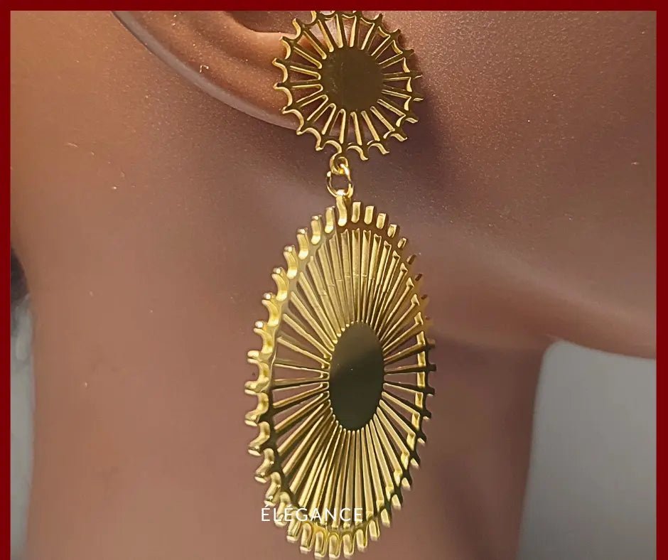 Boucles dorées ajourées en acier inoxydable – bijou tendance plaqué or 18K