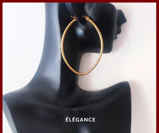 Boucles d'Oreilles Créoles Ovales en Acier Inoxydable dorée Elégance bijoux pour un look minimaliste 